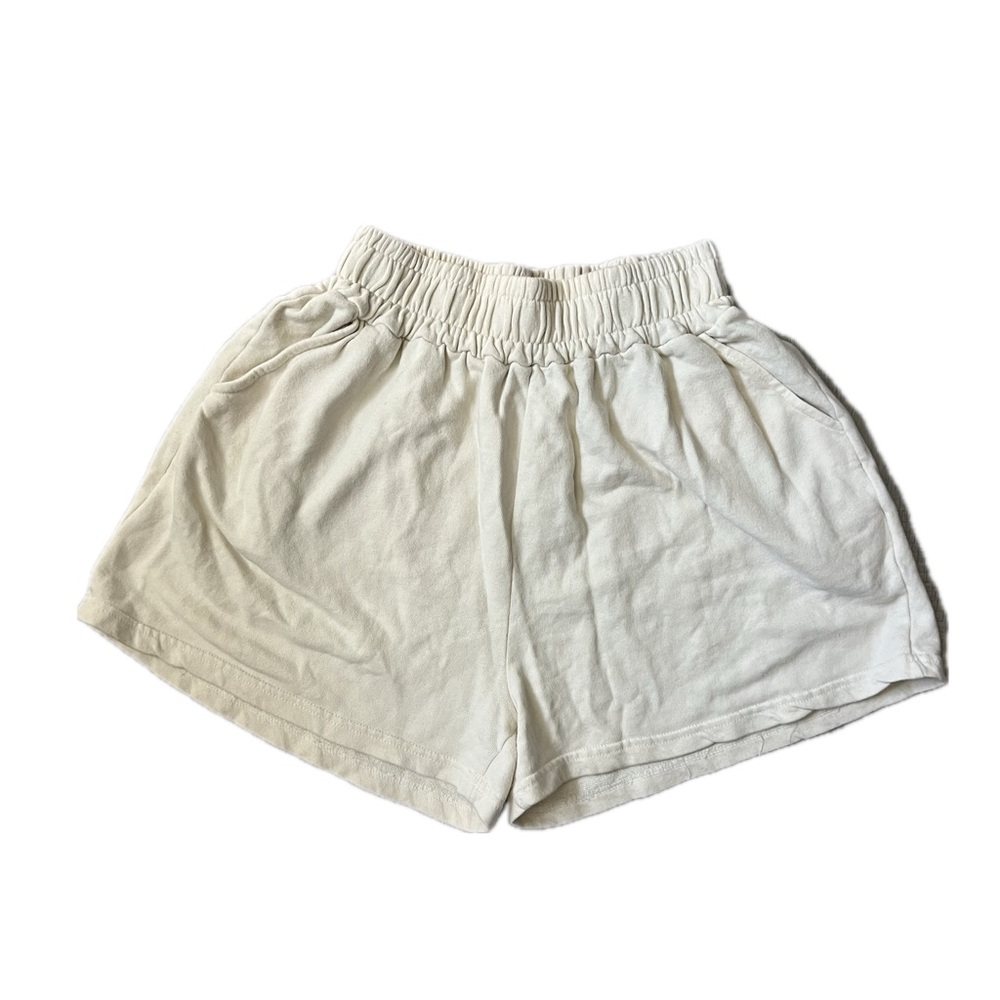 The Frankie Shop Cream Cotton Lounge Shorts Size Medium